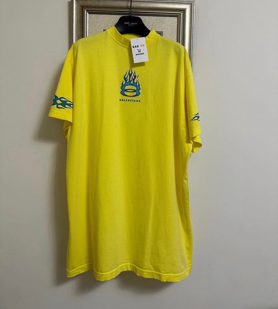 Balenciaga黃色火焰Tee