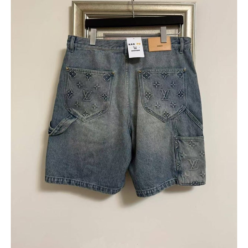 Louis Vuitton 拼接老花牛仔短褲