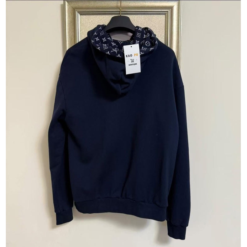Louis Vuitton 水鑽Logo內襯滿版老花Hoodie