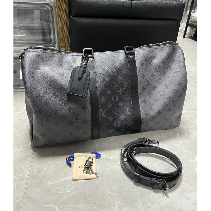 Louis Vuitton Keepall 拼接灰黑 50
