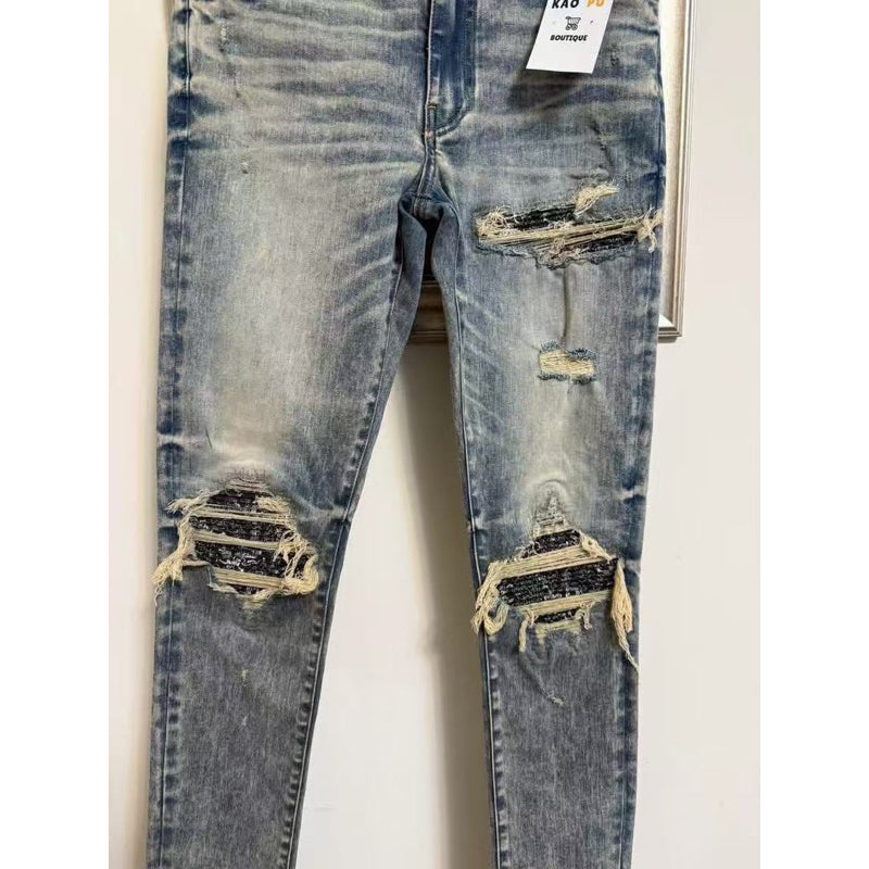 Amiri Bandana MX1刷破牛仔褲