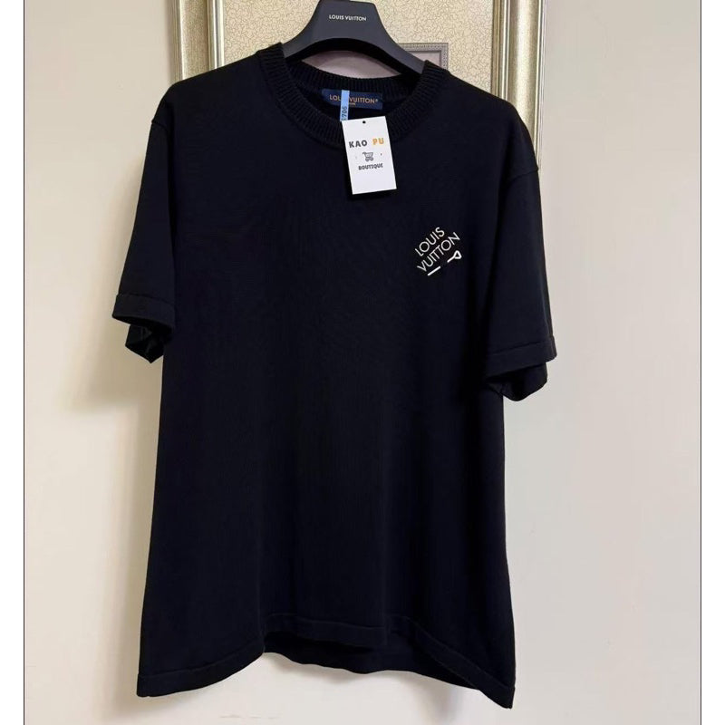 Louis Vuitton 黑色刺繡別針Logo針織Tee