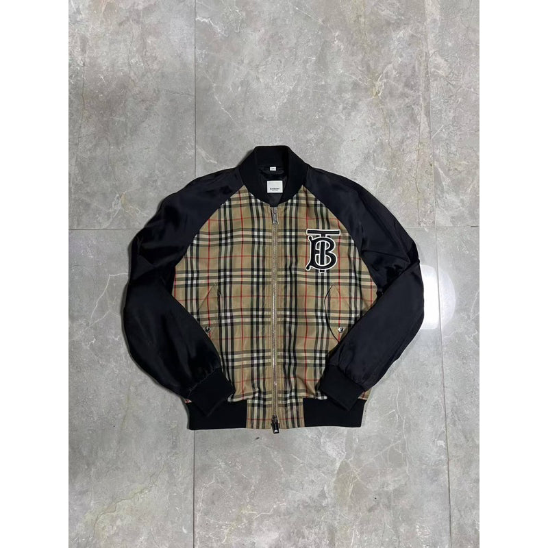 Burberry 拼接條紋飛行外套