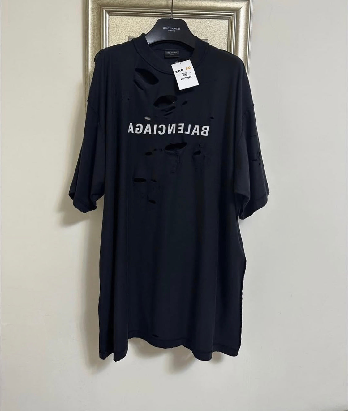 Balenciaga大破壞黑Mirror Tee