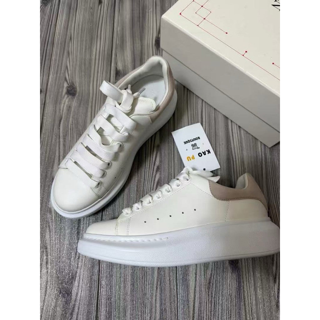 Alexander McQueen 粉尾皮革小白鞋