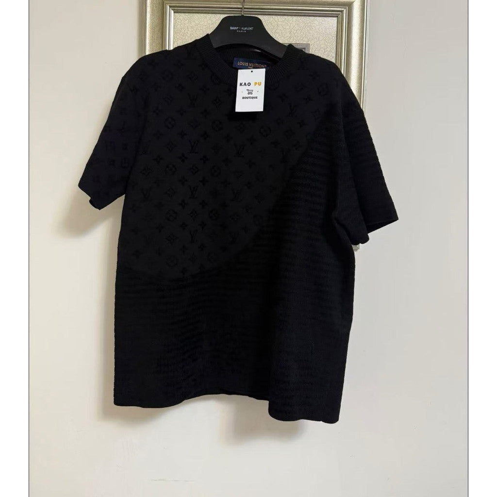 Louis Vuitton 黑色拼接老花Tee