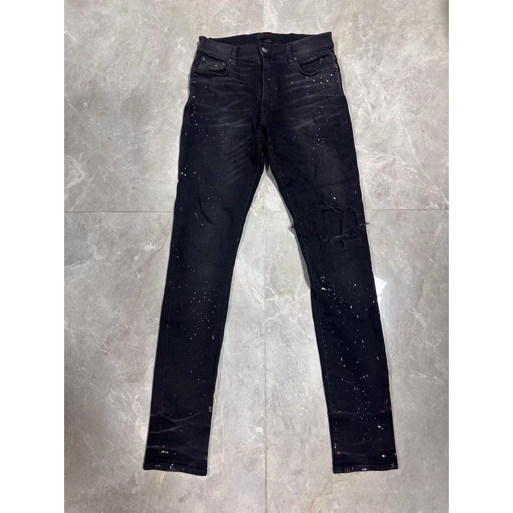 Amiri 潑墨單膝刷破牛仔褲