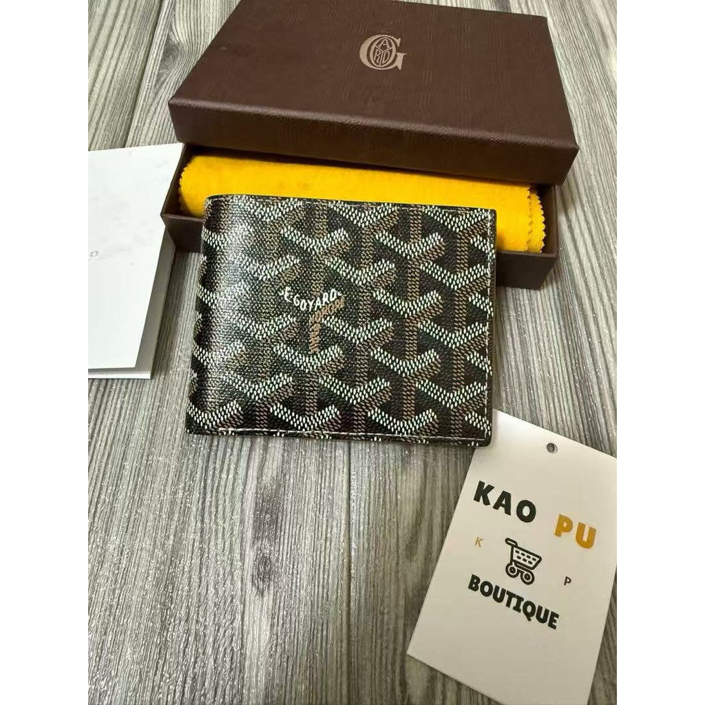 Goyard 經典黑棕對折八卡皮夾