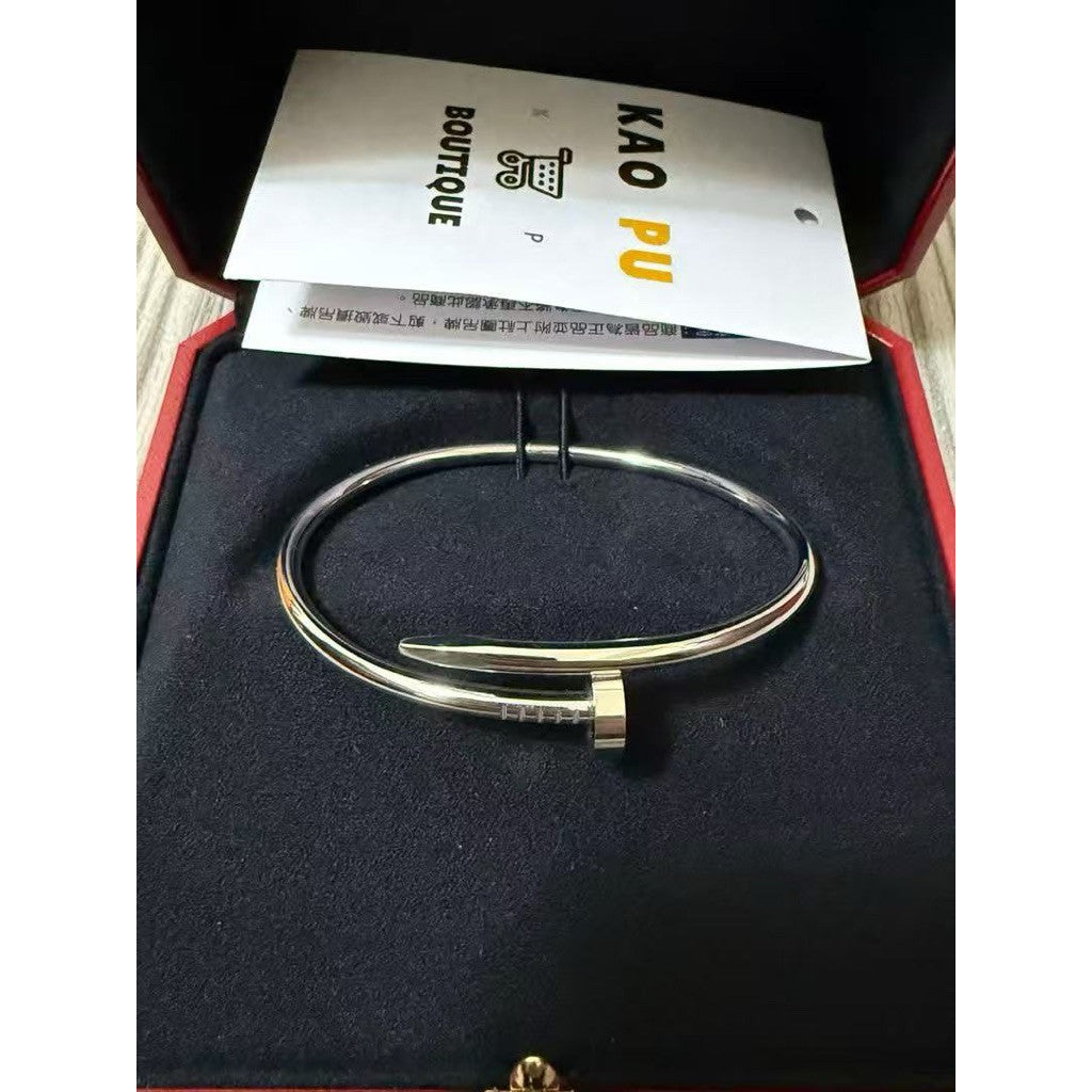 Cartier 經典款無鑽白金Juste Un Clou手鐲