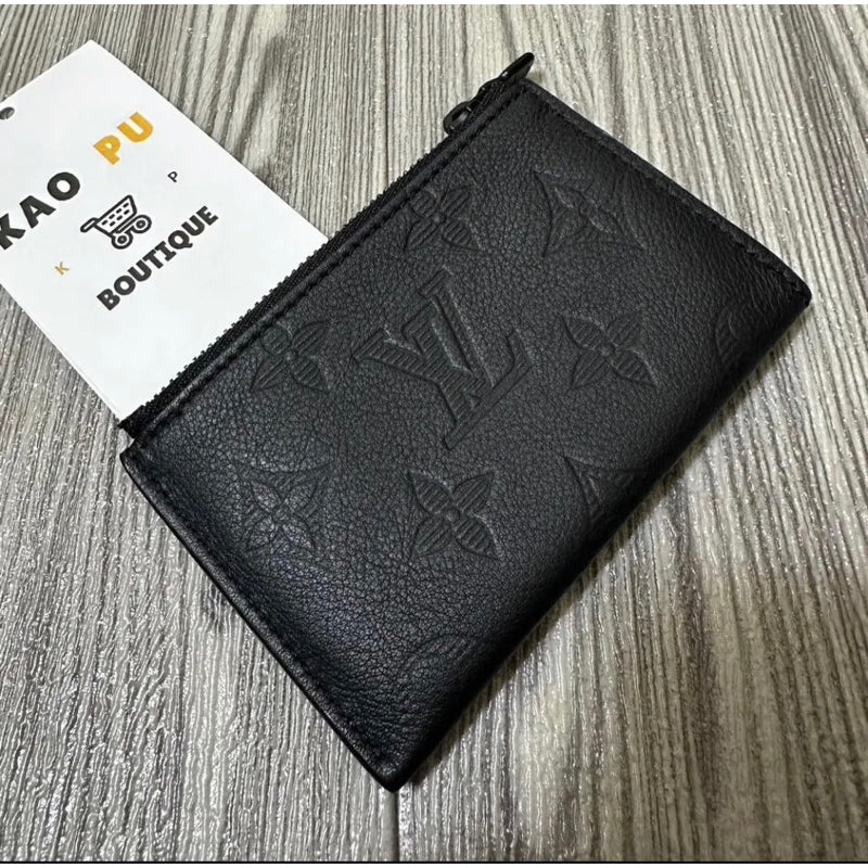 Louis Vuitton 拉鍊皮革老花卡夾