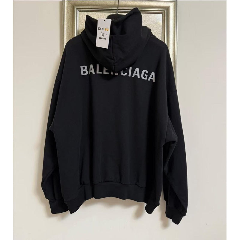 Balenciaga 黑色反光前後Logo Hoodie
