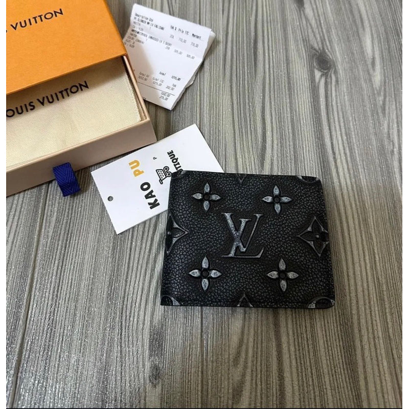 Louis Vuitton 做舊滿版老花對折皮夾