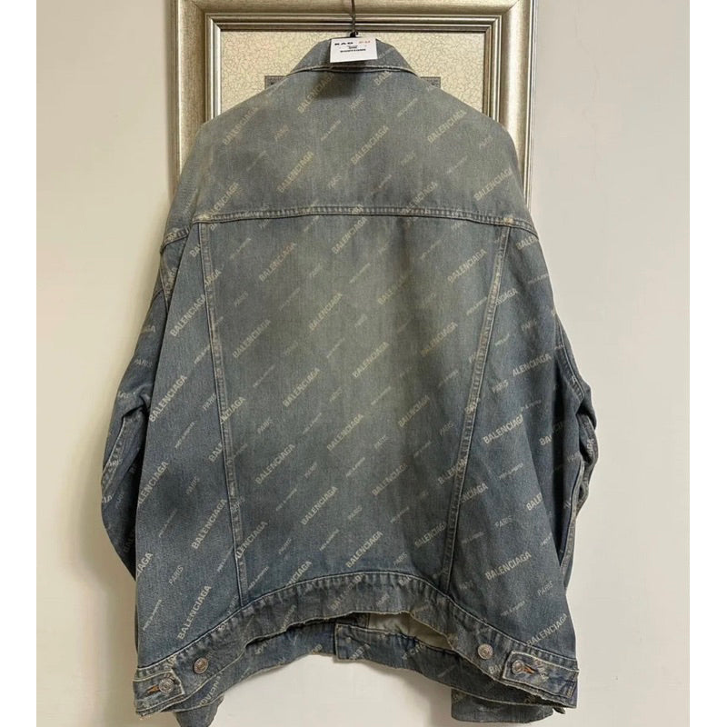 Balenciaga藍滿版Logo牛仔外套