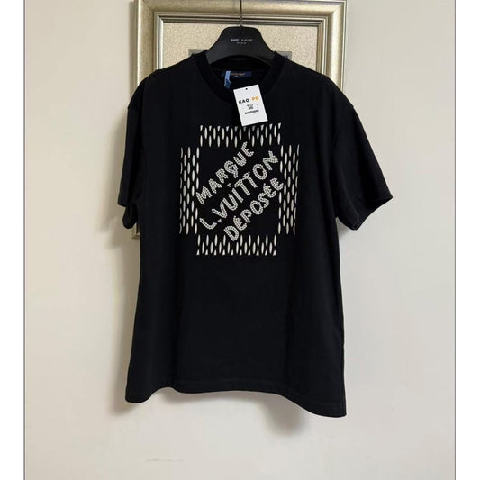 Louis Vuitton Pharrell 黑色珍珠刺繡針織Logo Tee