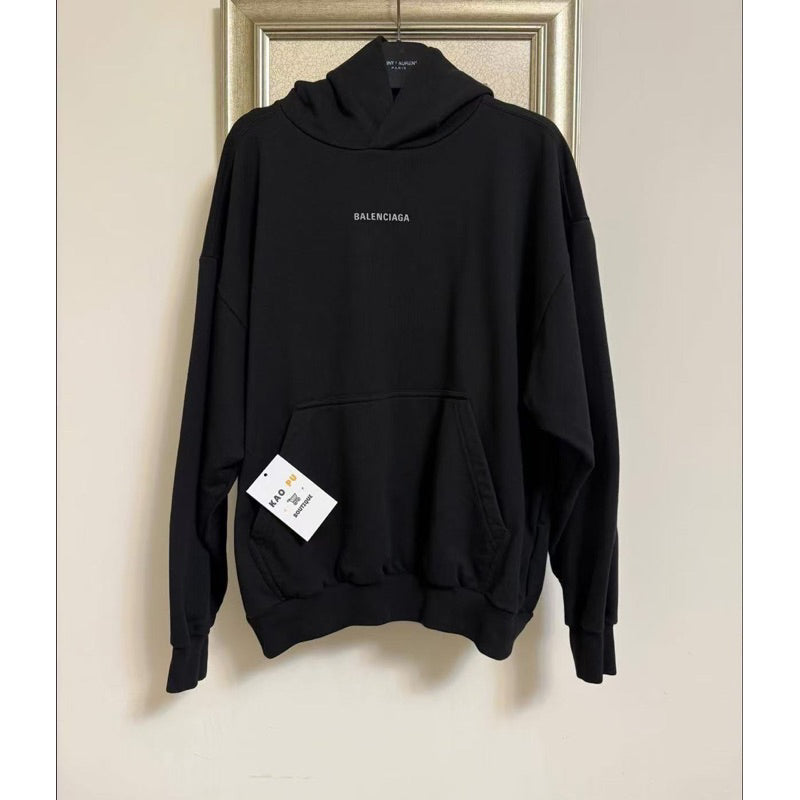 Balenciaga 黑色反光前後Logo Hoodie