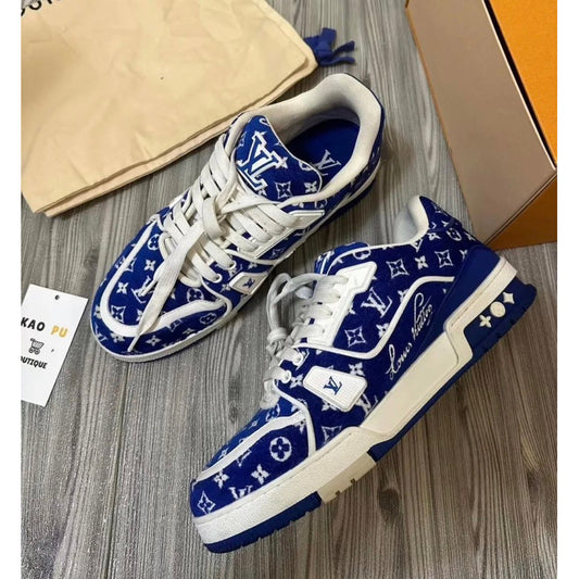 Louis Vuttion Trainer藍色老花植絨