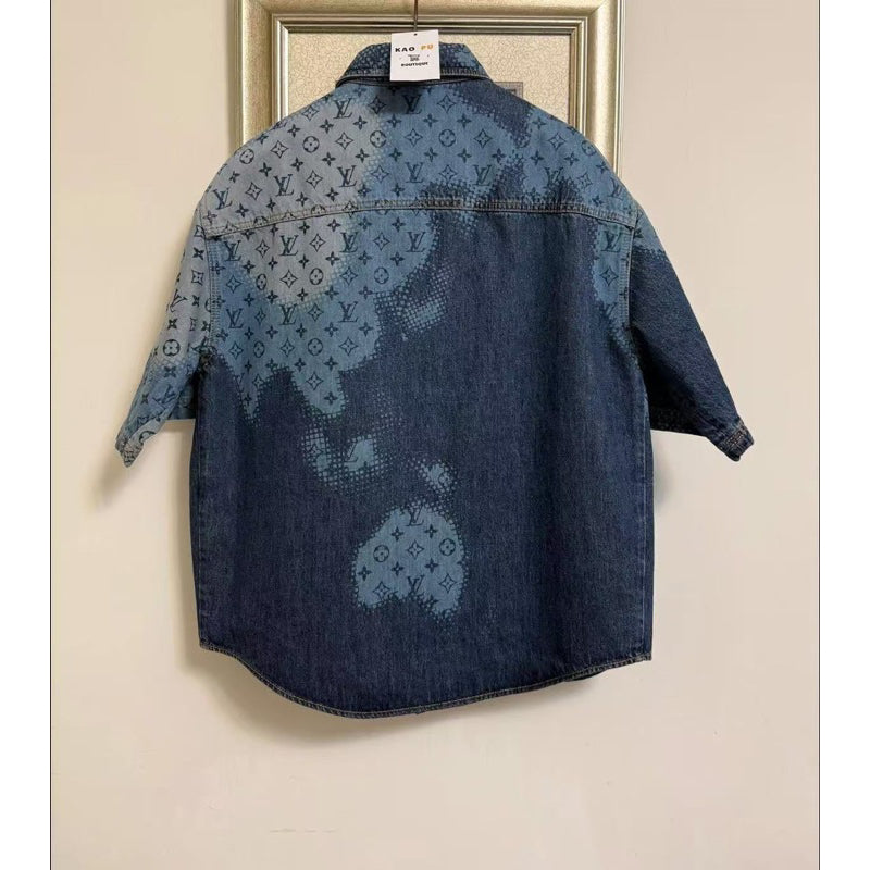 Louis Vuitton 渲染老花牛仔短袖襯衫