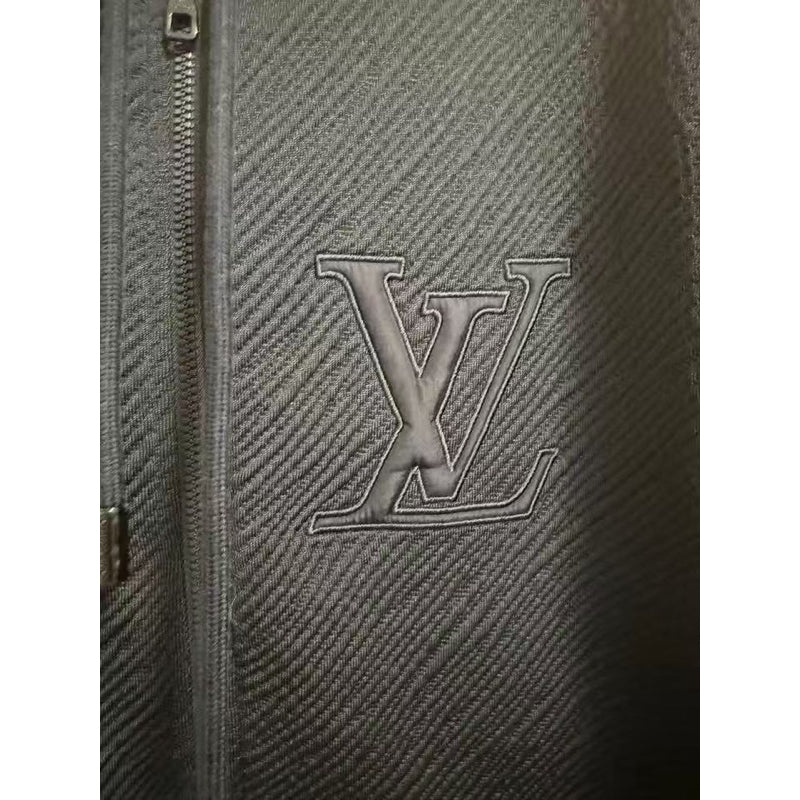 Louis Vuitton 黑色拼接水波紋連帽外套