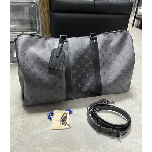 Louis Vuitton Keepall 拼接灰黑 50