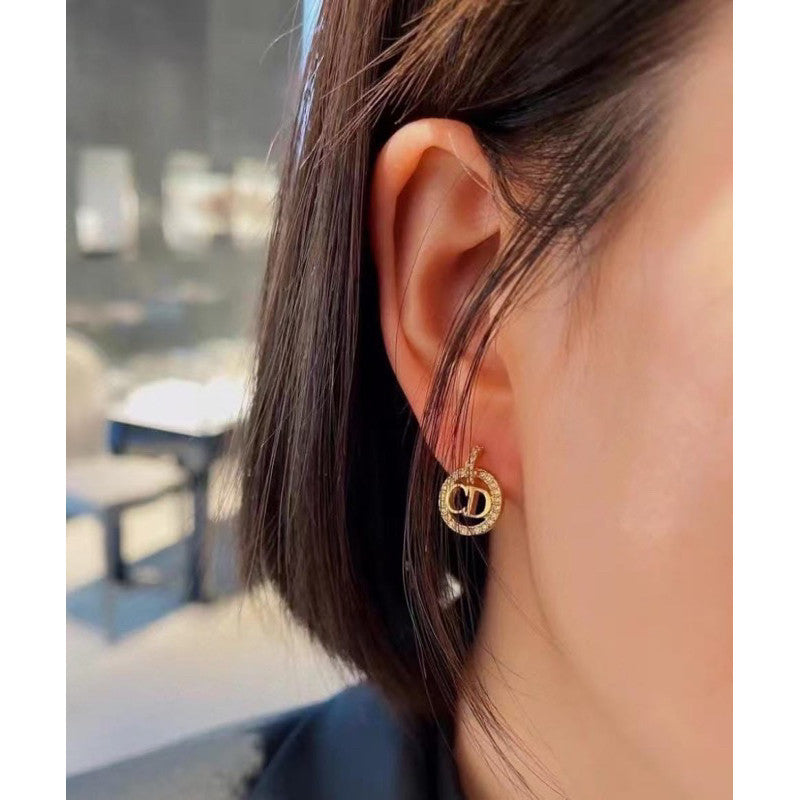 Dior 水鑽CD Logo耳環