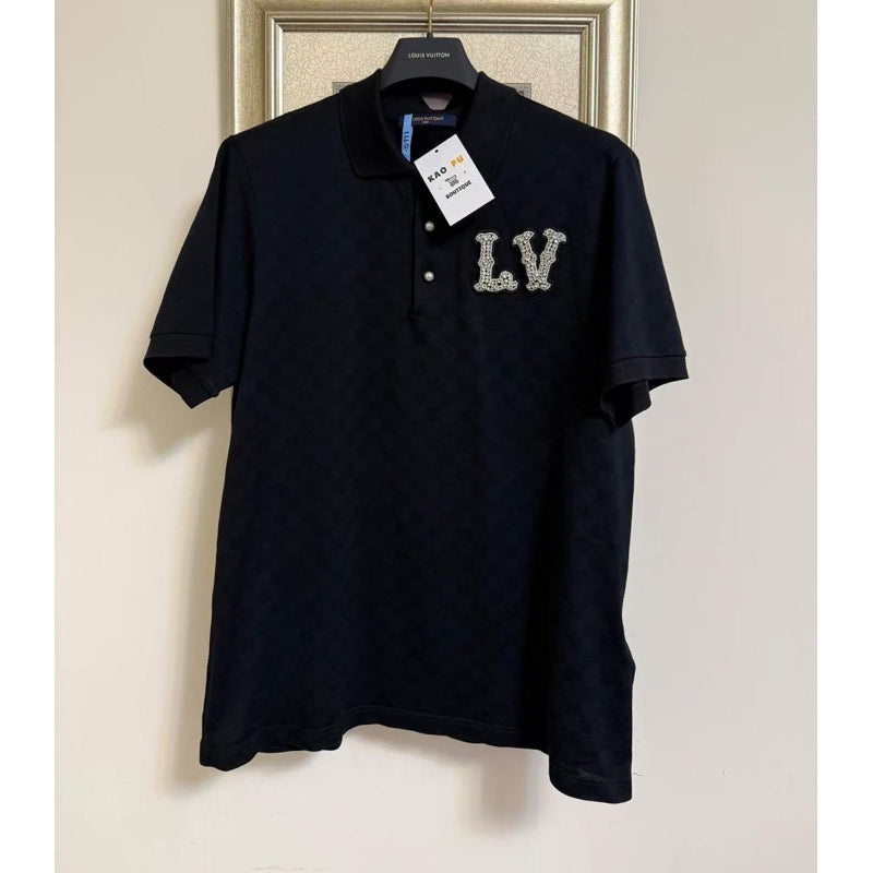 Louis Vuitton 棋盤格水鑽Logo Polo衫