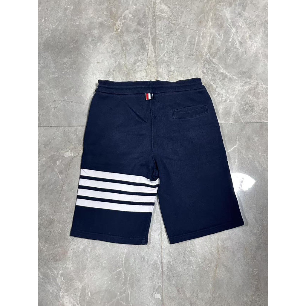 Thom Browne 藏青色4BAR 棉圈短褲