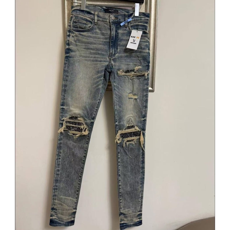 Amiri Bandana MX1刷破牛仔褲