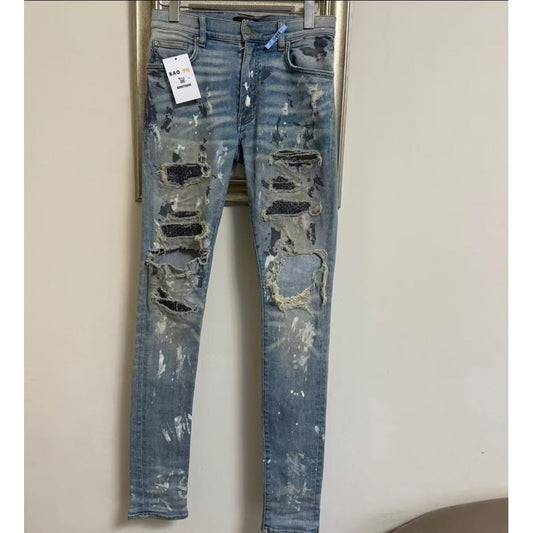 Amiri Thrasher水鑽刷破牛仔褲