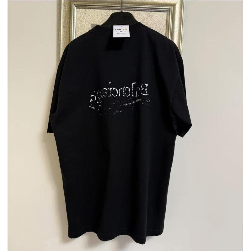 Balenciaga 黑色塗鴉可樂Logo Tee