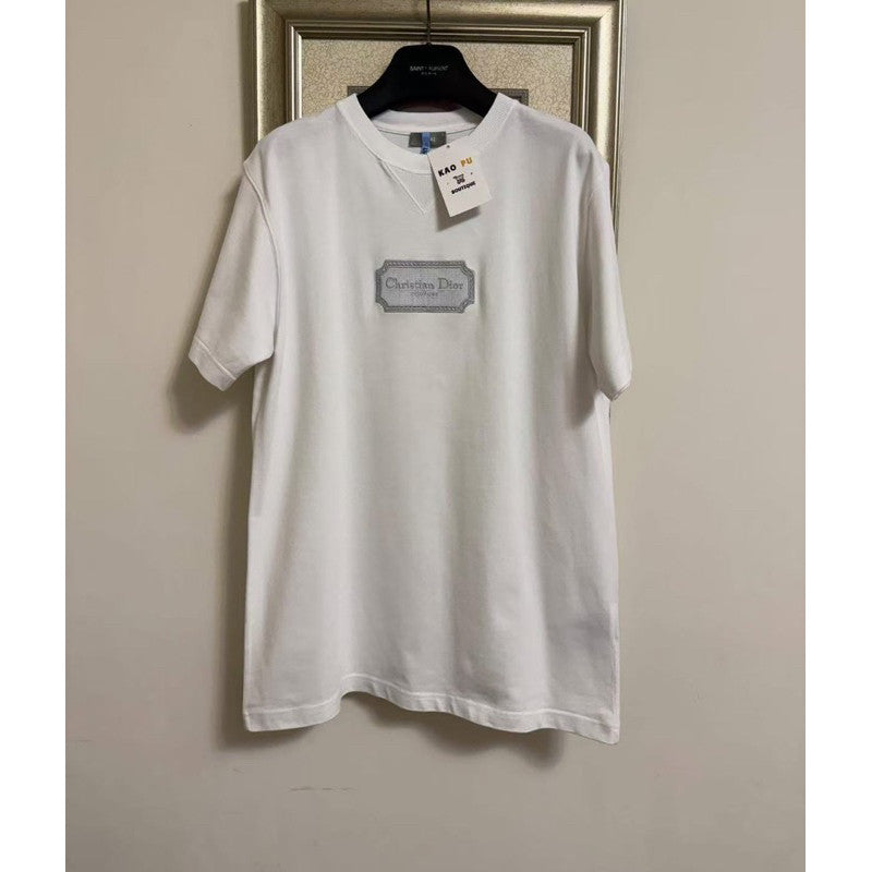 Dior 白色Couture刺繡方牌 Logo Tee