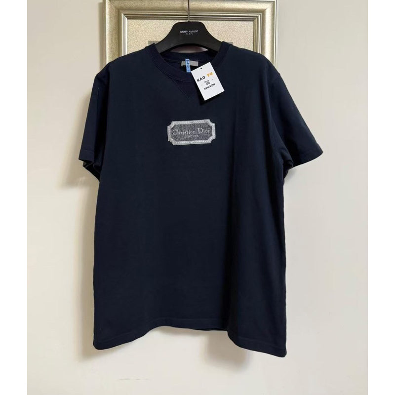 Dior藍色刺繡方牌Couture Tee