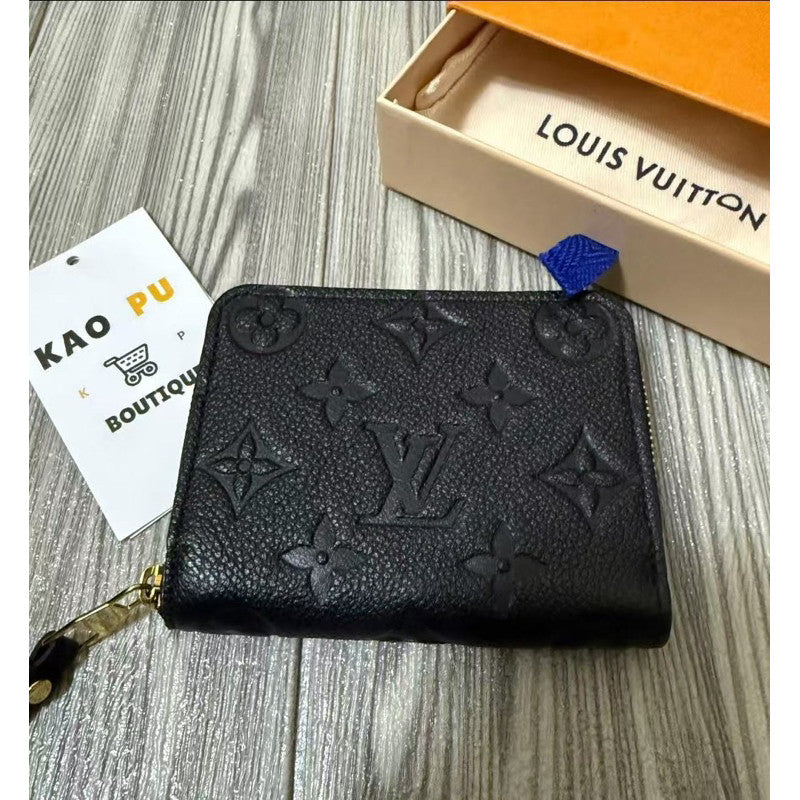 Louis Vuitton 黑色老花壓紋零錢包