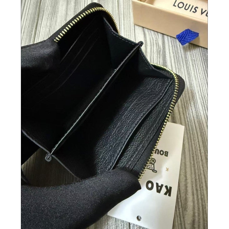 Louis Vuitton 黑色老花壓紋零錢包