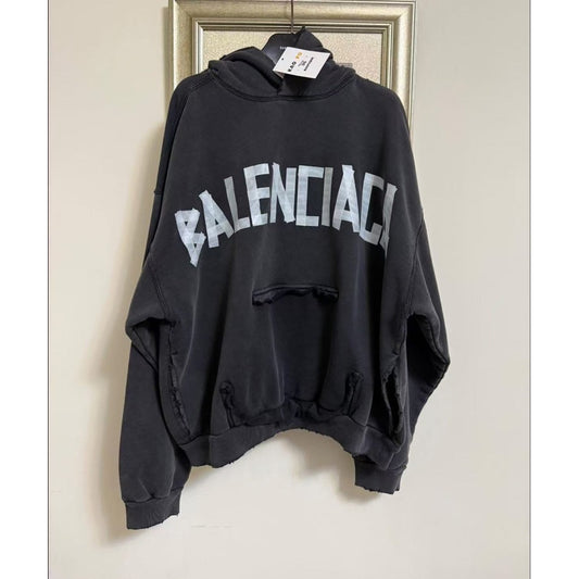 Balenciaga Tape Type Ripped Logo Hoodie