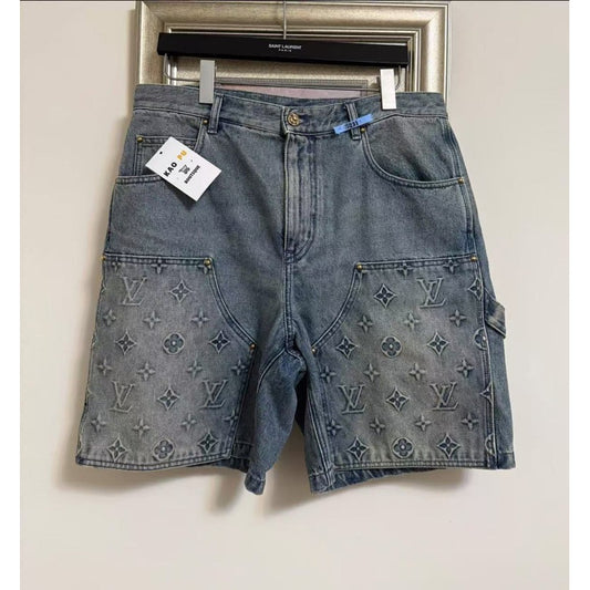 Louis Vuitton 拼接老花牛仔短褲