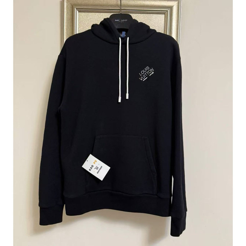Louis Vuitton 黑色刺繡別針Logo Hoodie(s)