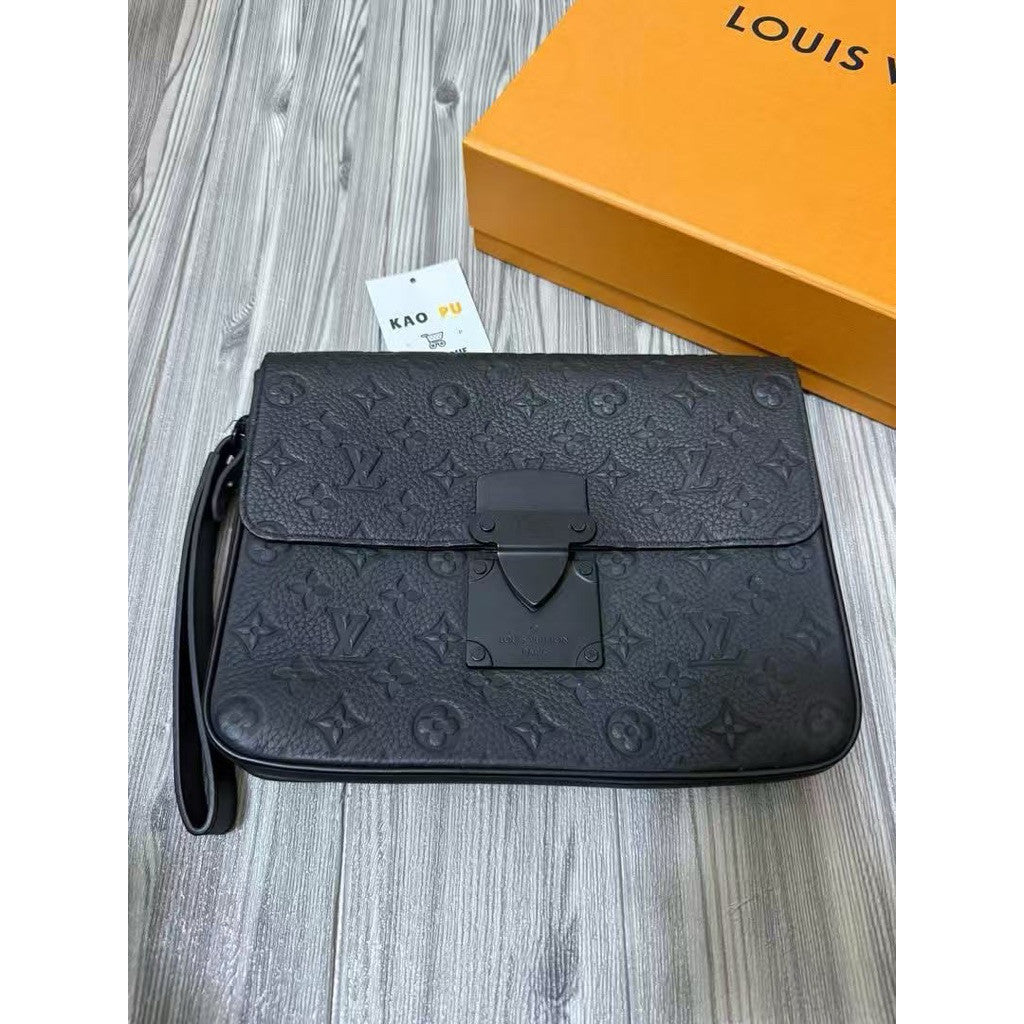 Louis Vuitton S Lock老花皮革壓紋手拿包（M80582）