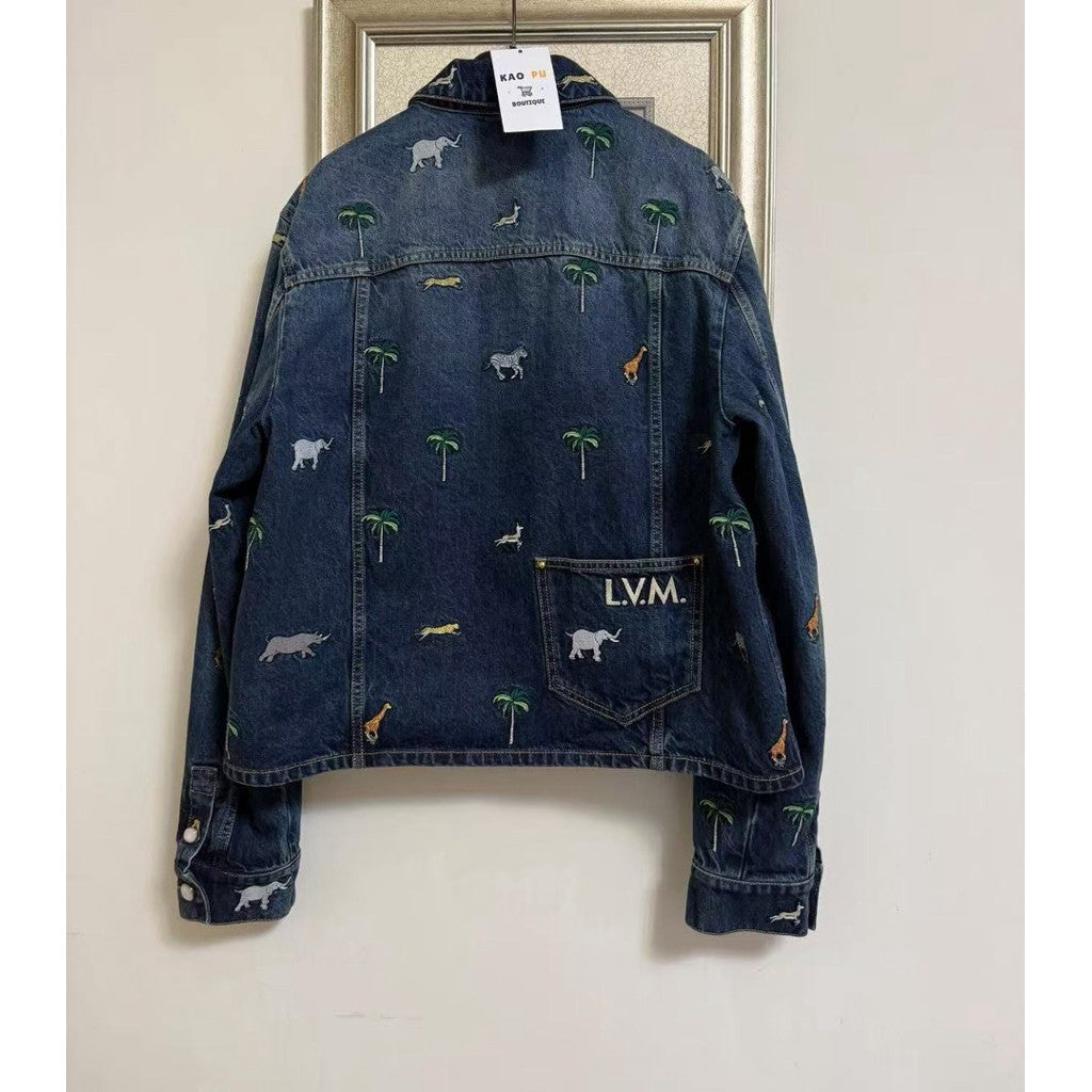 Louis Vuitton 秀款聯名刺繡動物牛仔外套
