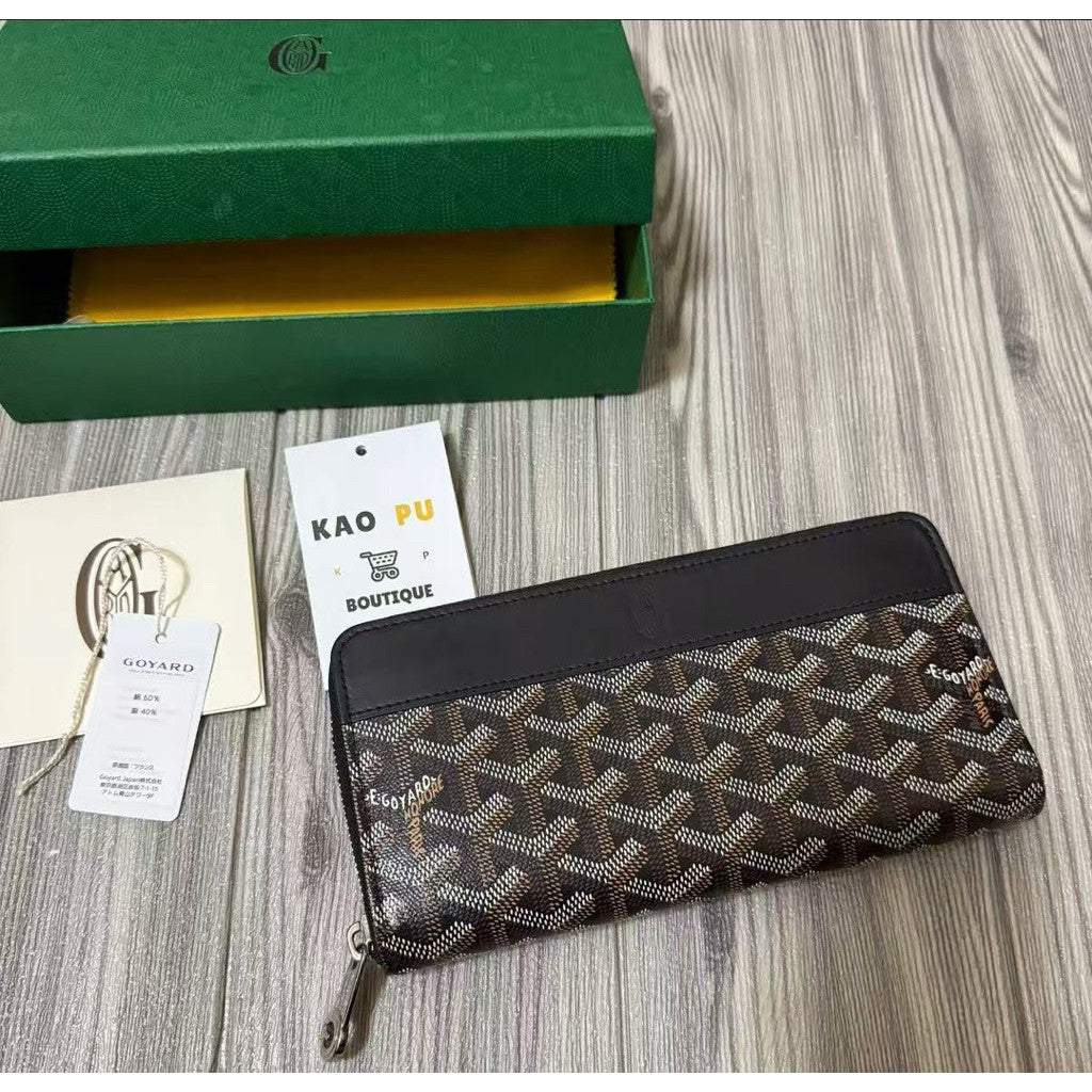 Goyard 經典黑棕ㄇ字拉鏈長夾