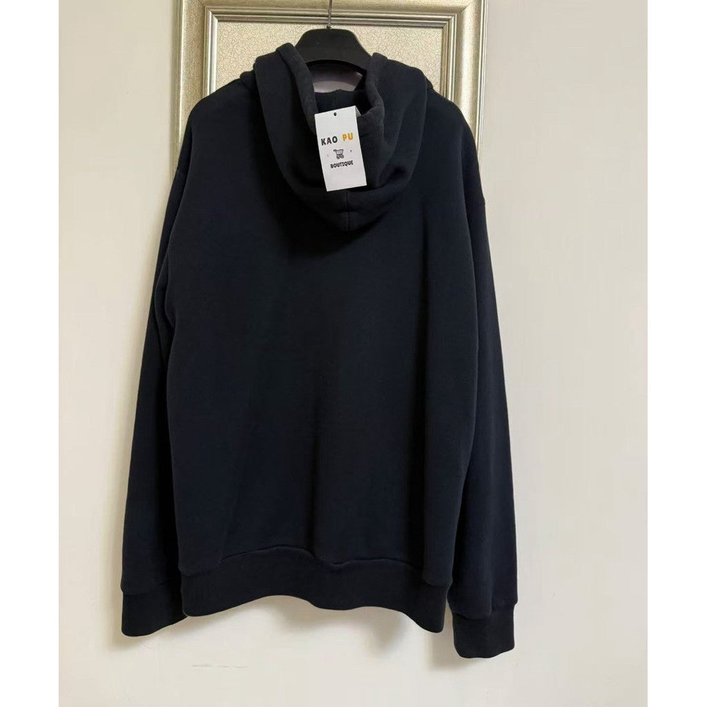 Louis Vuitton 黑色刺繡別針Logo Hoodie(XL)