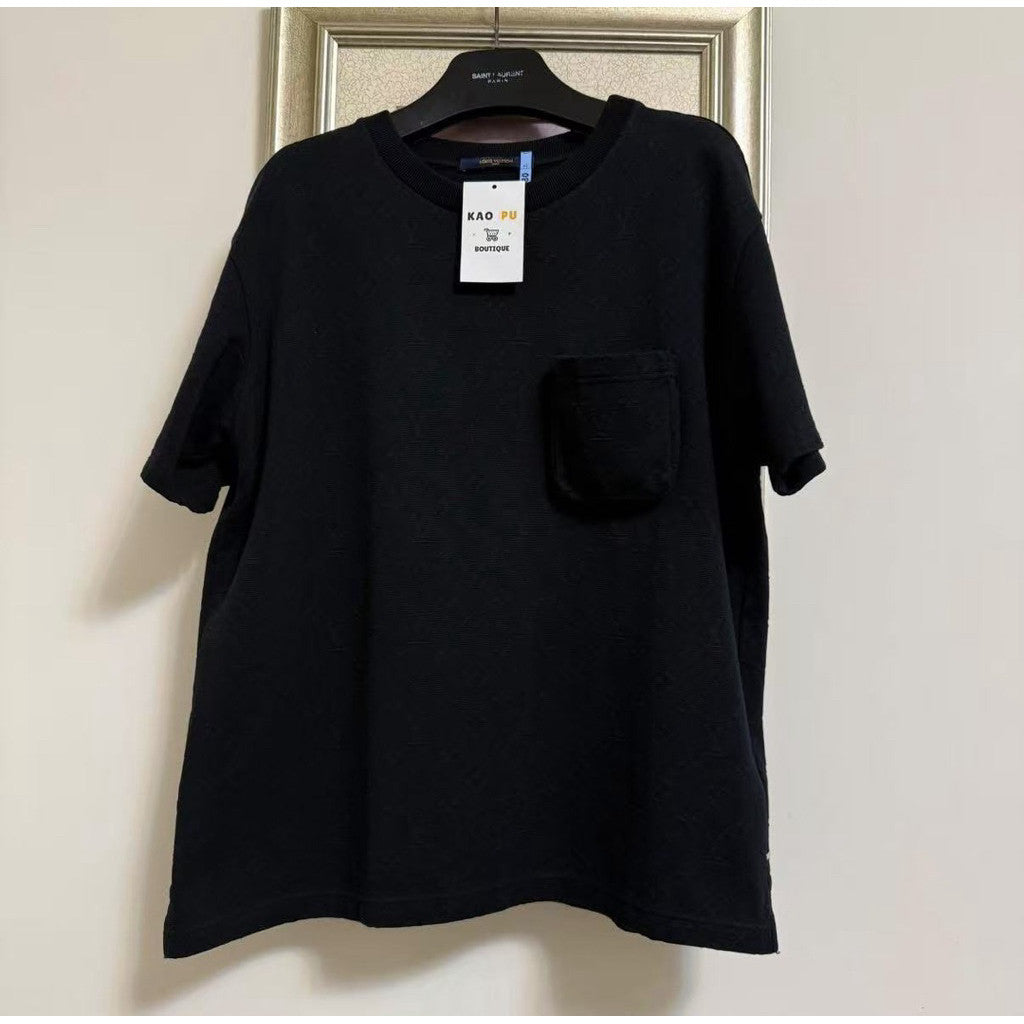 Louis Vuitton 黑色滿版老花口袋Tee