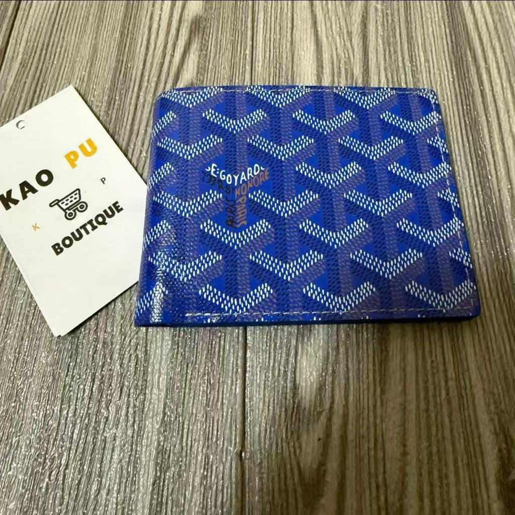 Goyard藍色對折八卡皮夾