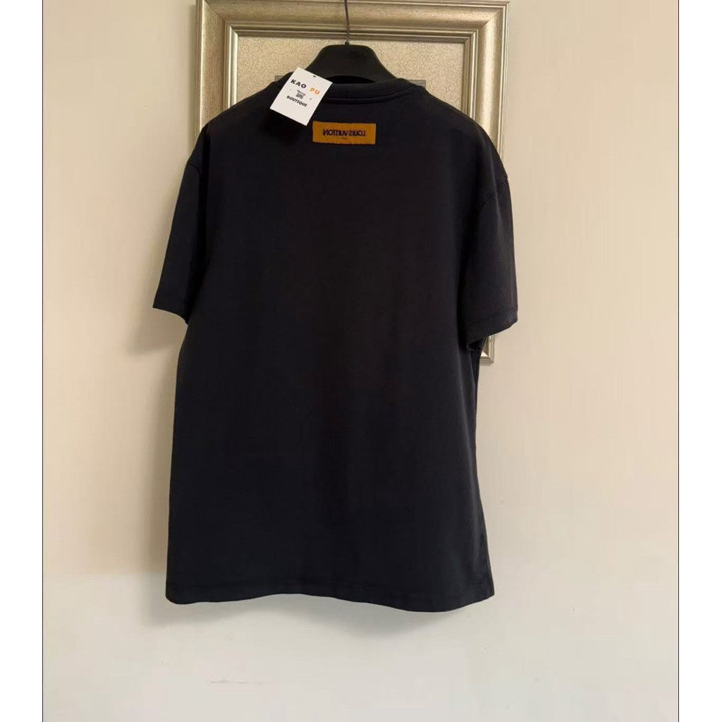 Louis Vuitton 黑色刺繡珍珠Logo Tee