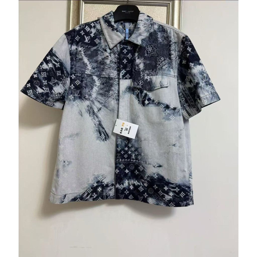 Louis Vuitton Bandana老花牛仔短袖襯衫