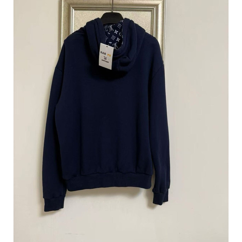 Louis Vuitton 水鑽Logo內襯滿版老花Hoodie
