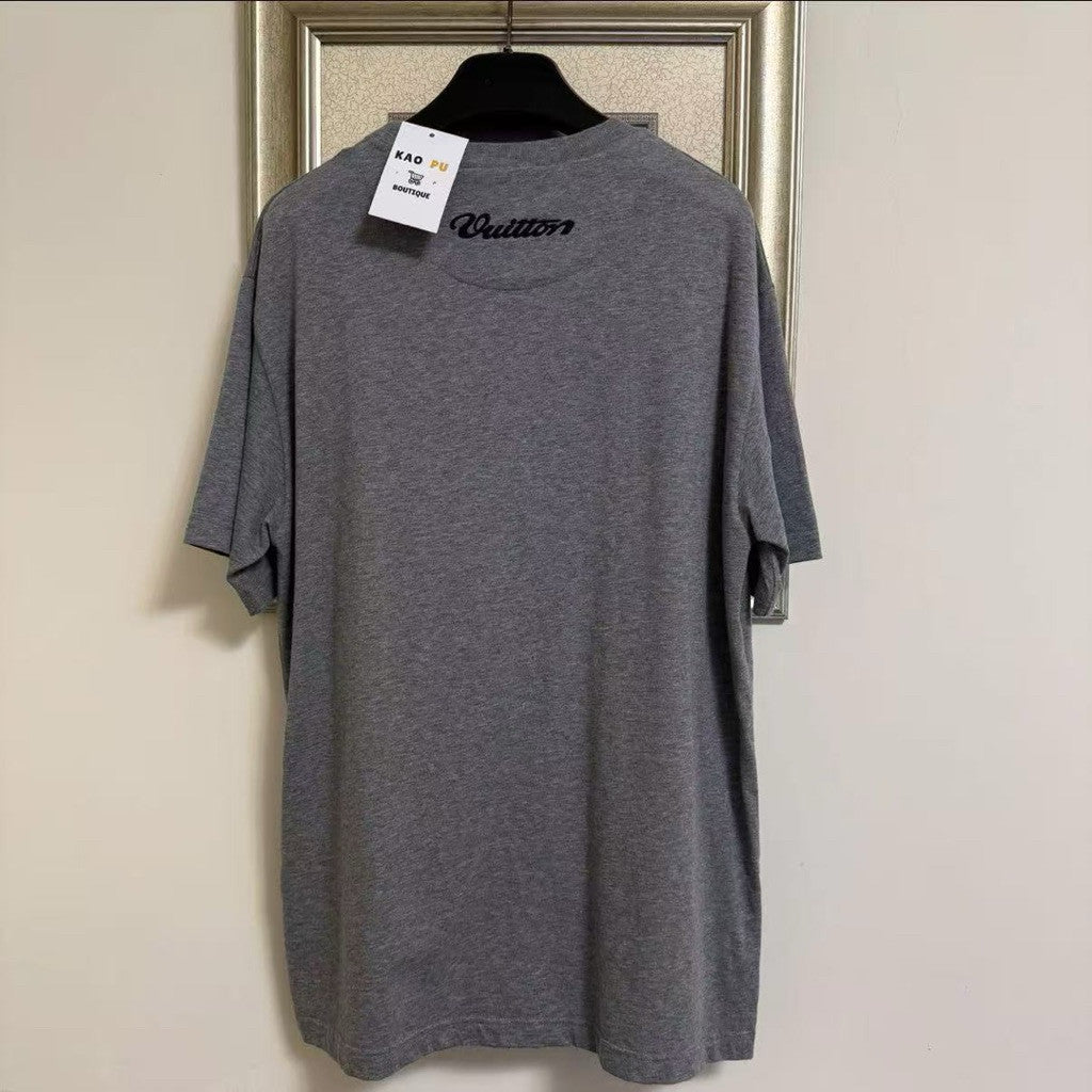 Louis Vuitton 灰色刺繡Logo Tee