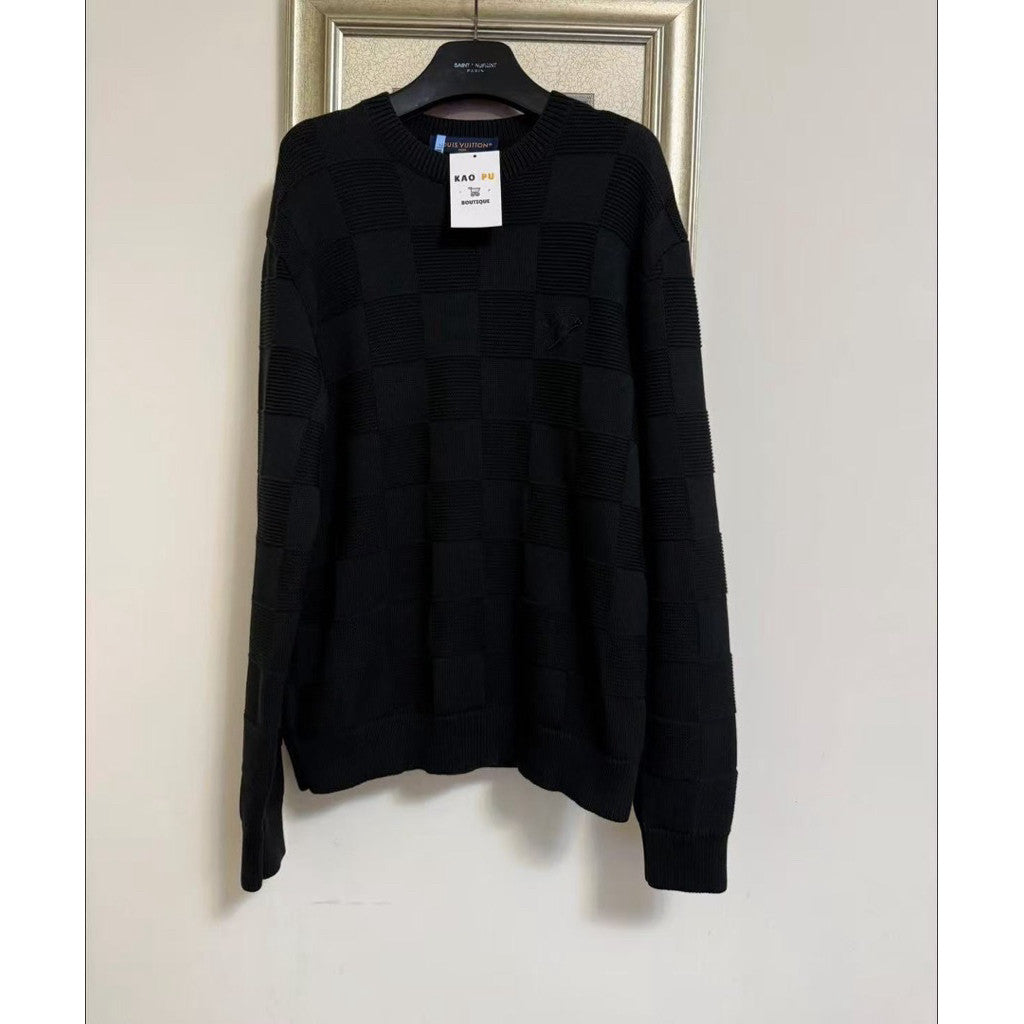 Louis Vuitton 黑色棋盤格別針針織衫