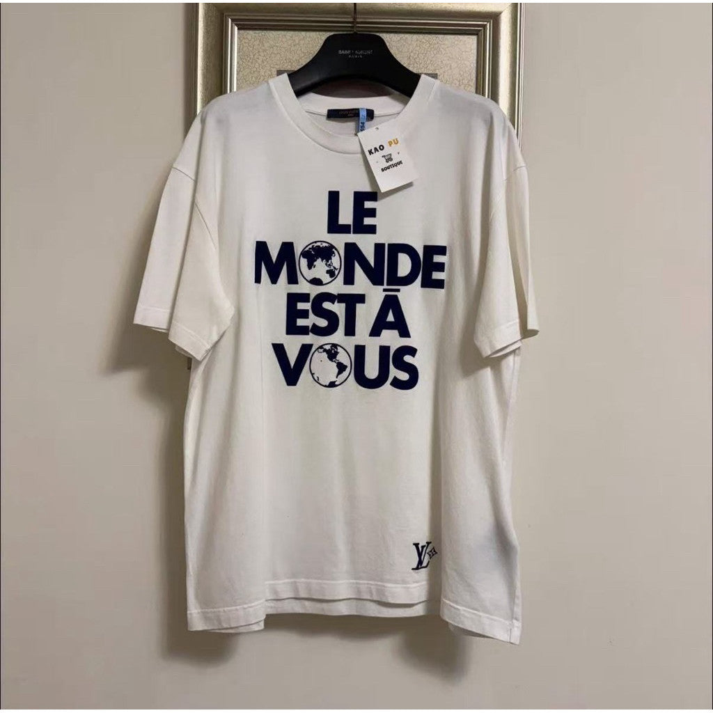 Louis Vuitton 白色植絨Logo Tee