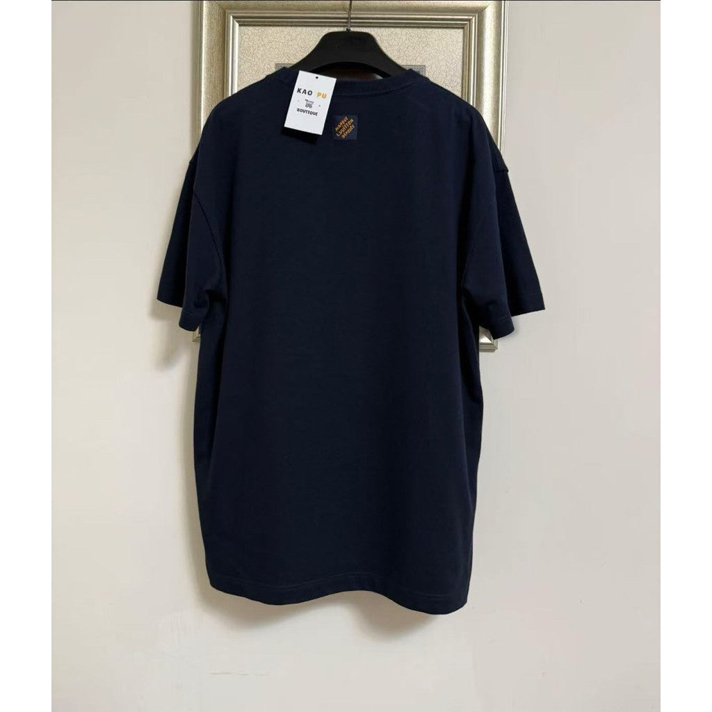 Louis Vuitton 藍色亮片Lovers Logo Tee