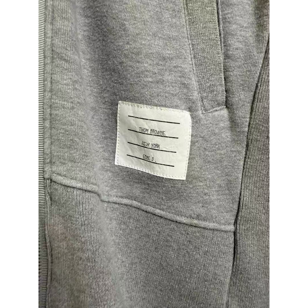 Thom Browne 灰色棉圈4BAR棉圈連帽外套